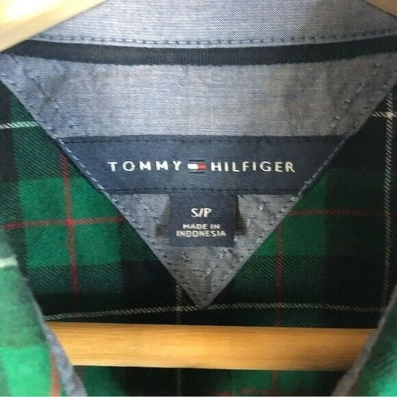 Tommy Hilfiger Green & Blue Square Plaid Long Sleeve Button Down S - Picture 4 of 4